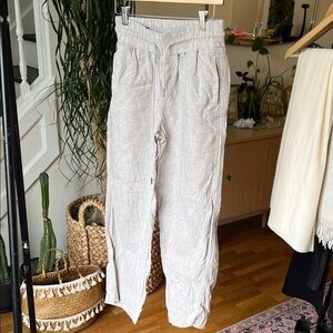 Quince Light Beige Drawstring 100% Linen Pants XS